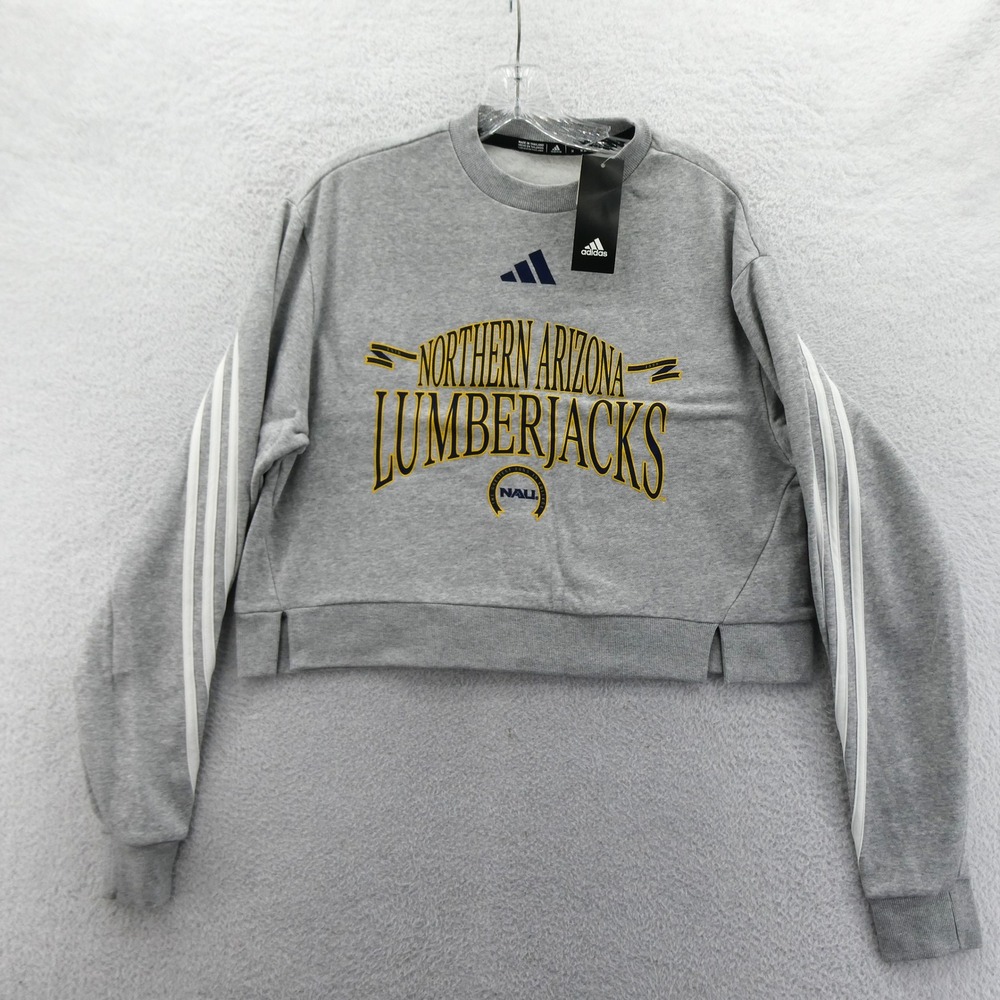 Adidas Sweatshirt Womens Medium Northern Arizona‎ Lumberjacks Gray 3-Stripe Crop